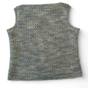 Hand crocheted gray blue boat neck sleeveless top, handmade- Size M/L